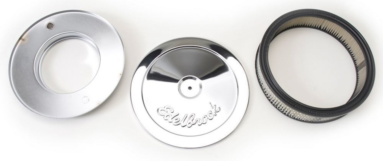 Edelbrock Air Cleaner Pro-Flo Series Round Steel Top Paper Element 10In Dia X 3 5In Chrome - 1208