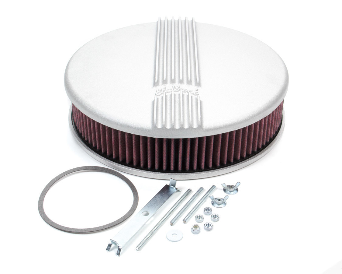 Edelbrock Air Cleaner Classic Series Round Aluminum Top Cloth Element 14In Dia X 3 9In Satin - 41179