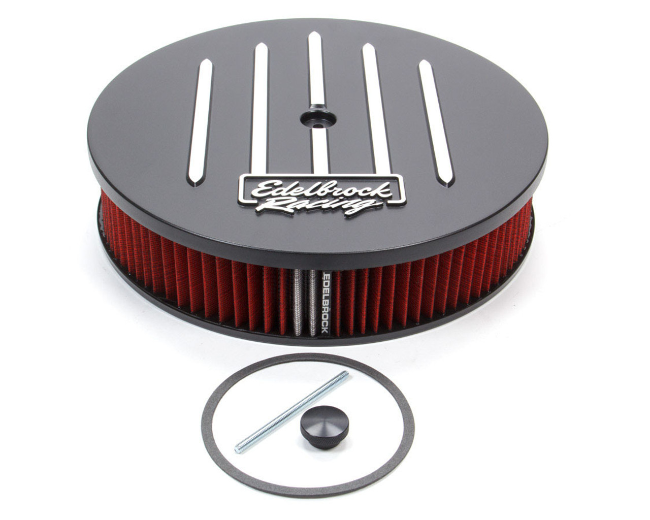 Edelbrock Air Cleaner Racing Series Round Aluminum Top Cloth Element 14In Dia X 3 125In Dropped Base - 41663