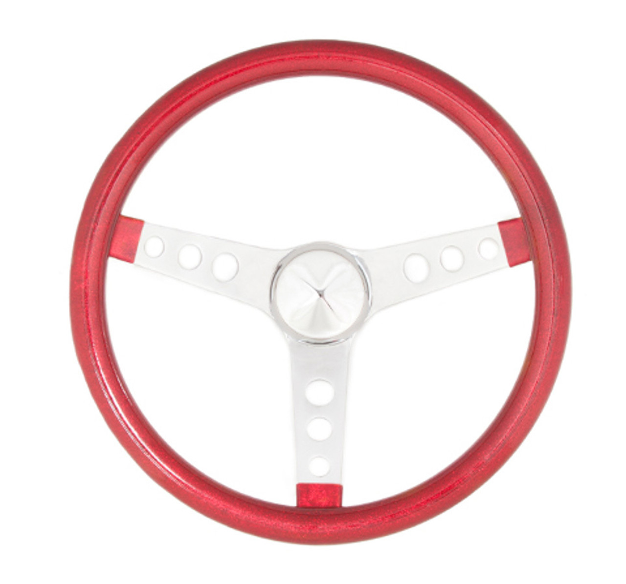 Steering Wheel Mtl Flake Red/Spoke Chrm 13.5
