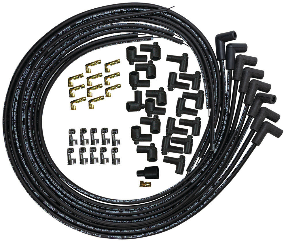 Moroso Universal Ignition Wire Set - Blue Max - Spiral Core - Unsleeved - 135 Degree - Black - 73233