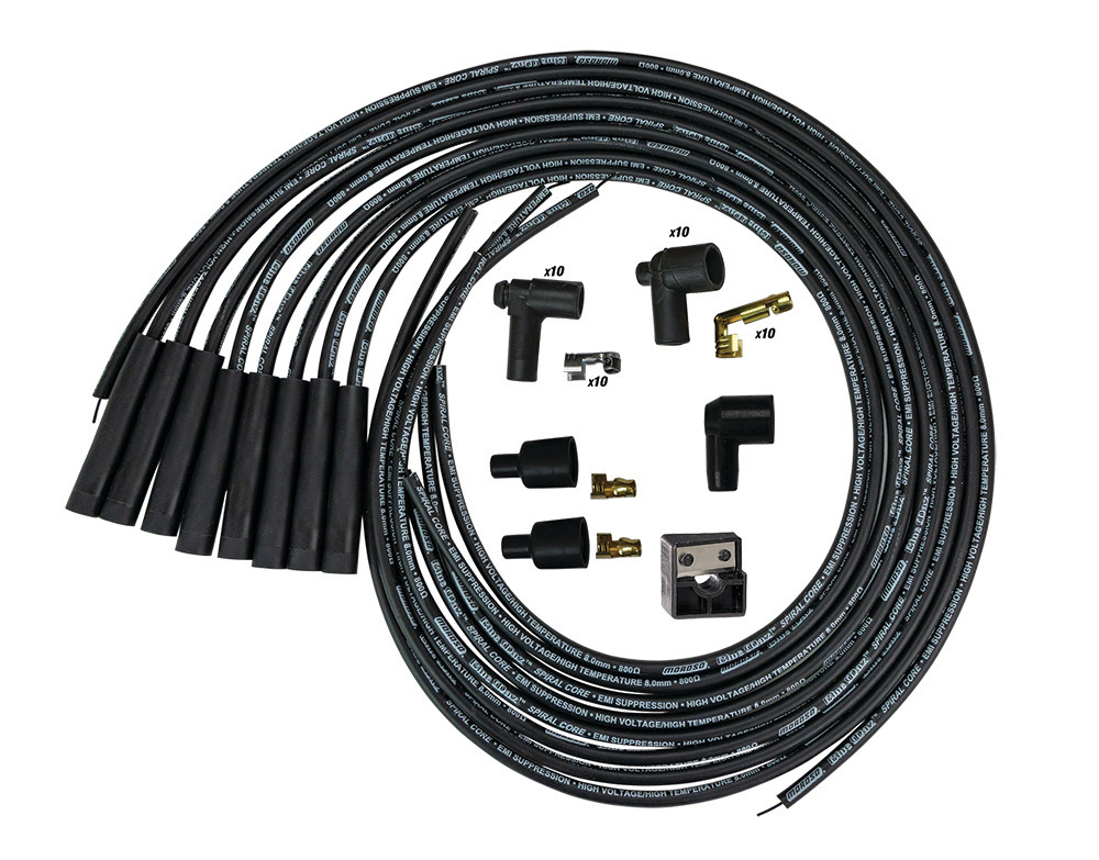 Moroso Universal Ignition Wire Set - Blue Max - Spiral Core - Unsleeved - 135 Degree - Black - 73233