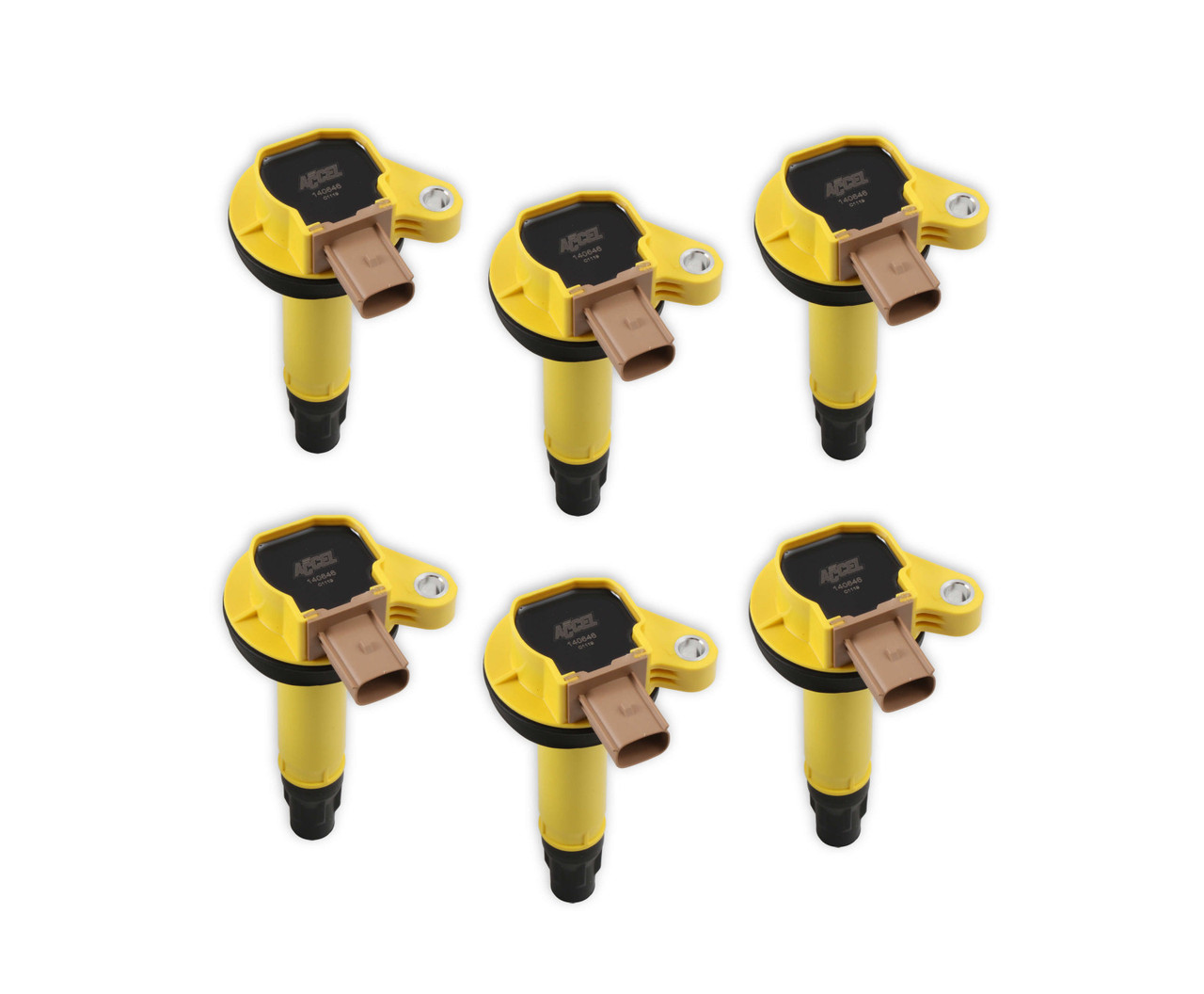 ACCEL Ignition Coil - SuperCoil - 2010-2016 Ford EcoBoost 3.5L V6 - Yellow - 6-Pack (3-Pin) (ACC-1140646-6)