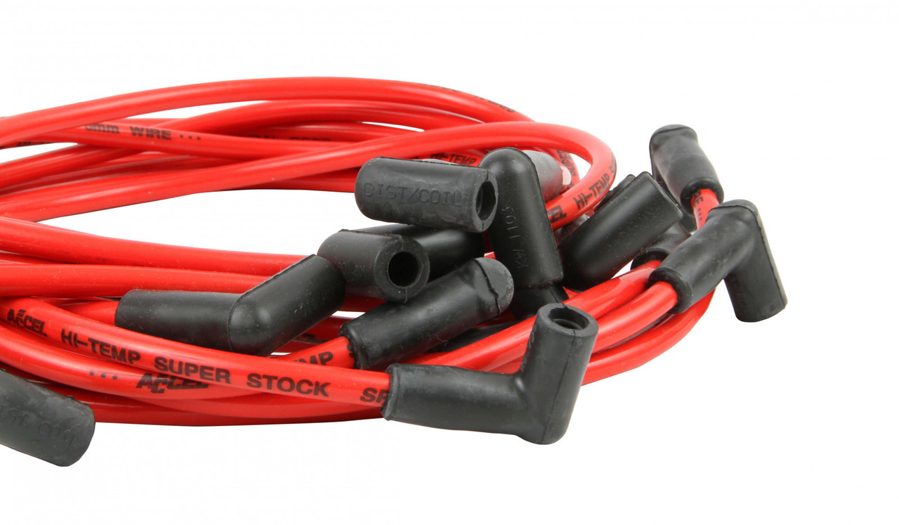 ACCEL Spark Plug Wire - 8mm - Super Stock - 500 Ohms/Ft Sprial Core - Custom - Red Wire - SBC 1978-1980 V8 HEI (ACC-15140R)