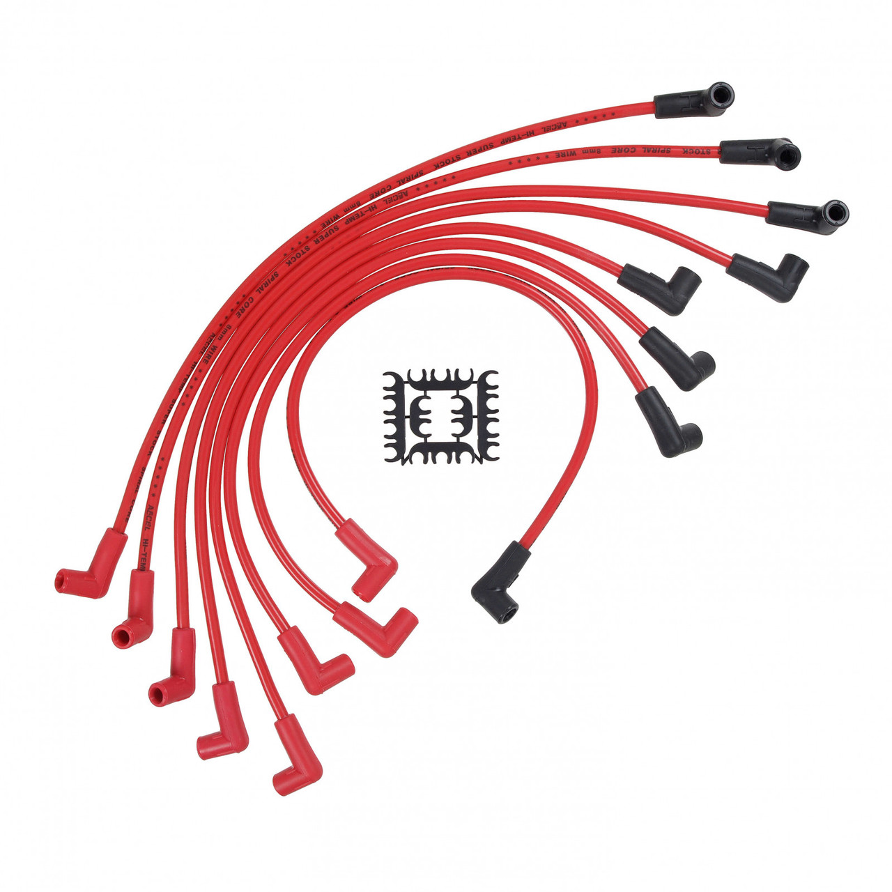 ACCEL Spark Plug Wire Set - 8mm Super Stock - HEI Corrected Cap - Ferro-Spiral - Red (ACC-15055R)