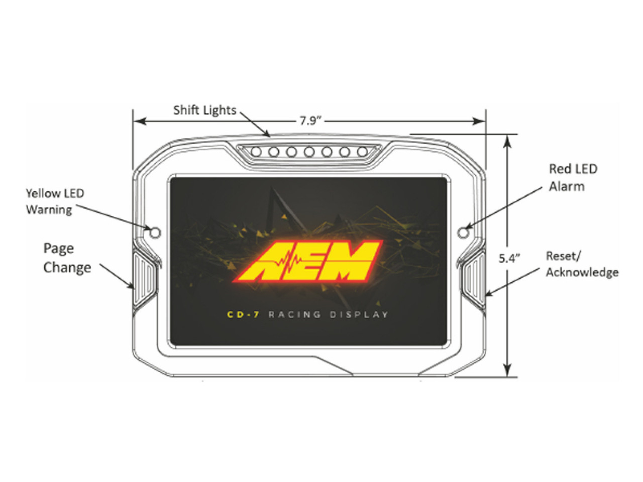 AEM CD-7 Carbon Digital Racing and Logging Dash Display - Non-Logging / GPS Enabled (AEM-305702)