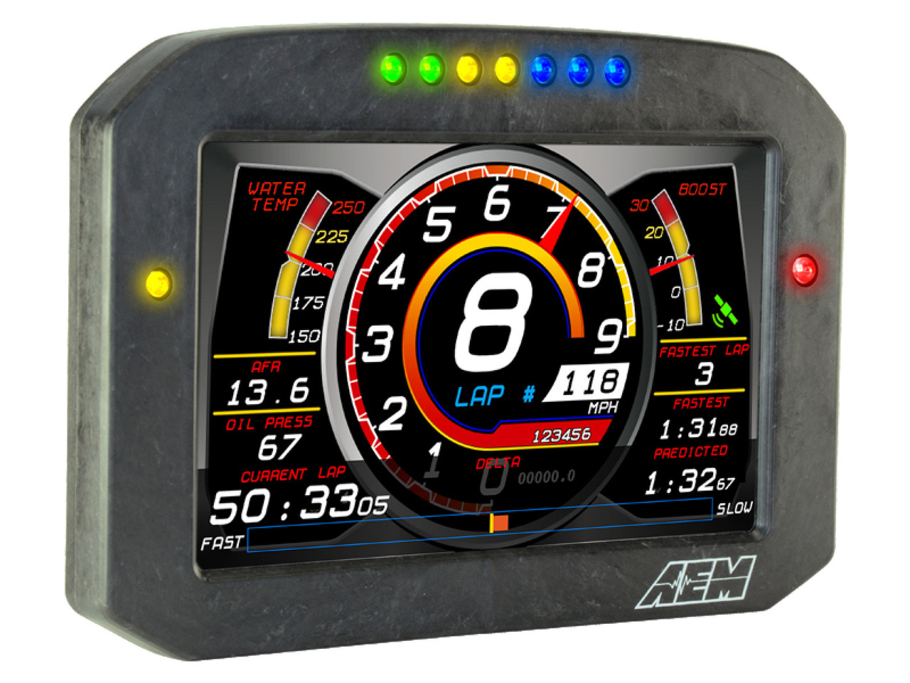 AEM CD-7 Carbon Flat Panel Digital Racing Dash Display - Non-Logging / GPS Enabled (AEM-305702F)