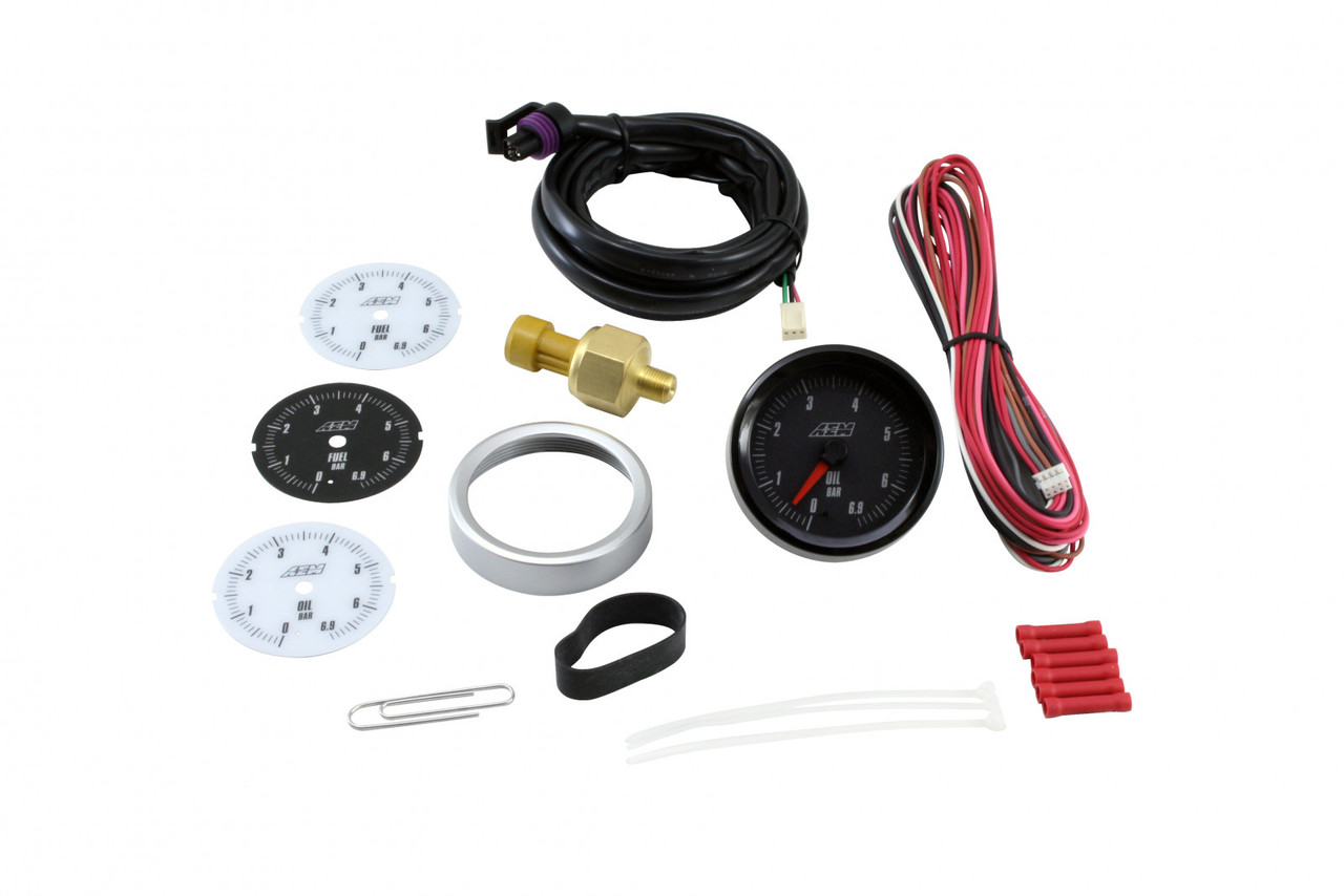 AEM Analog Oil/Fuel Metric Pressure Gauge 0-69Bar (AEM-30-5133M)