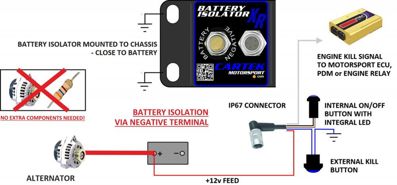 Cartek XR Battery Isolator Kit with Blue Buttons (CTK-BR-08-B)