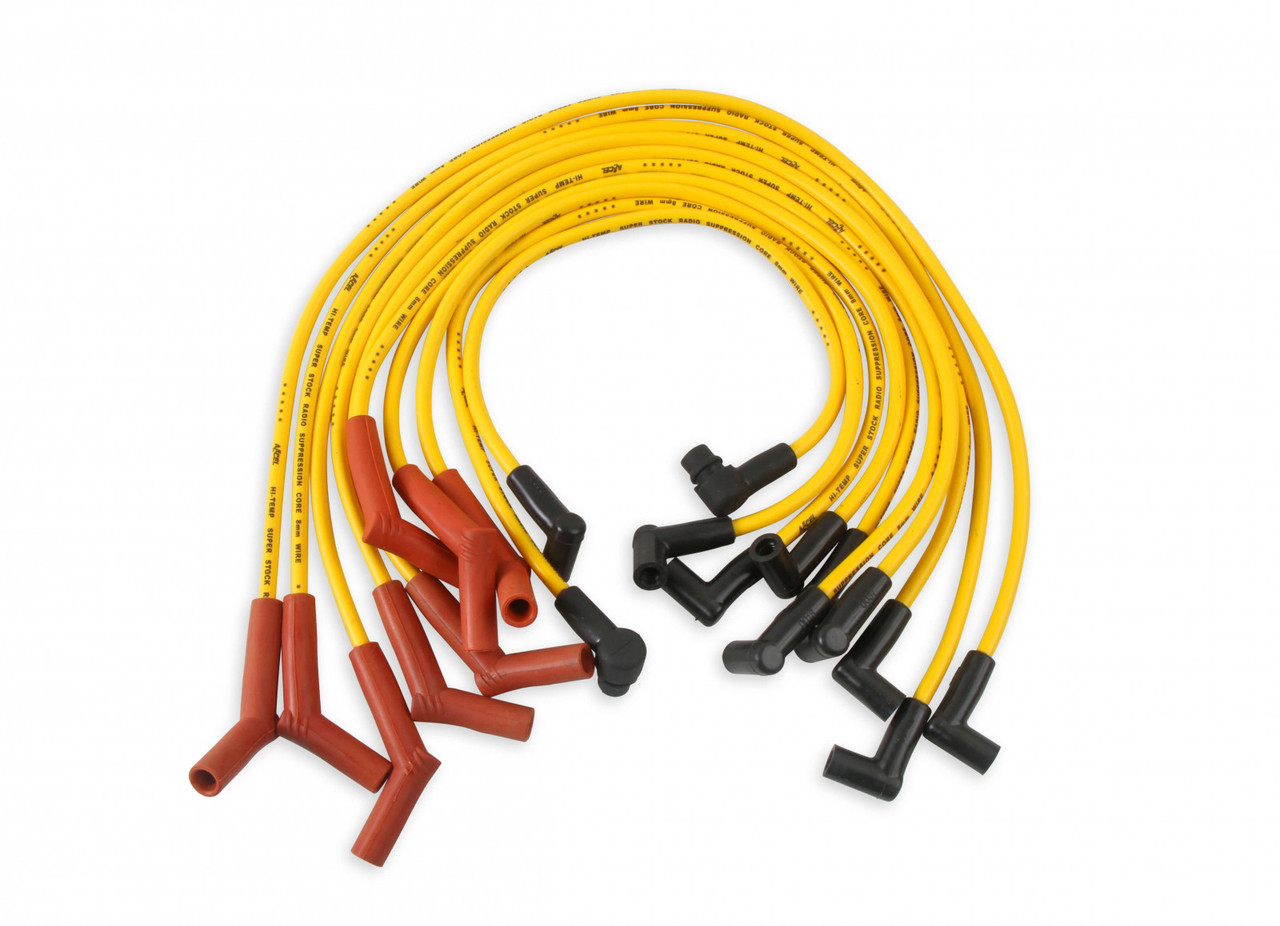 ACCEL Spark Plug Wire Set - 8mm - Custom with Graphite Core - Yellow with HEI Stock Style Boots (ACC-24056)