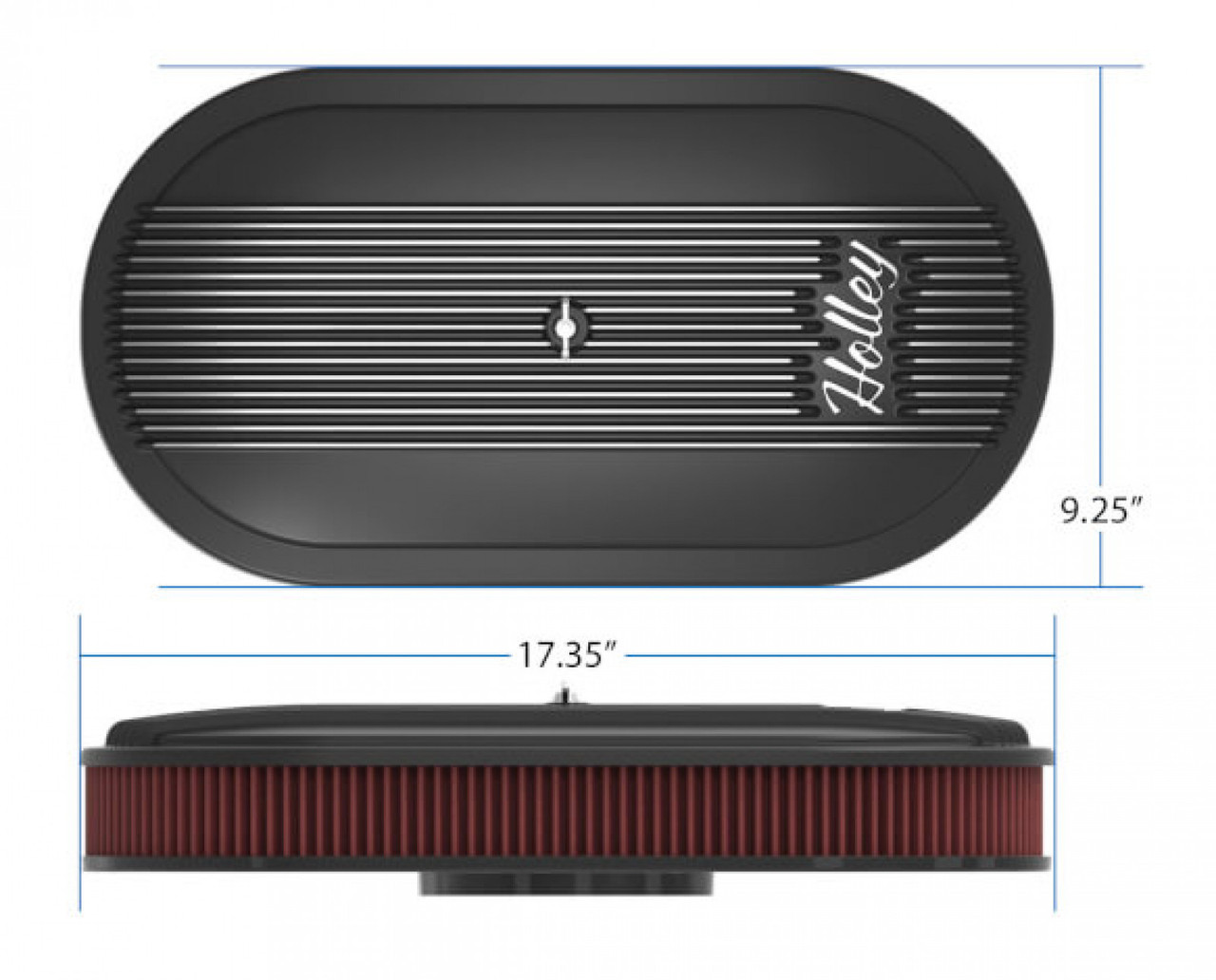 Holley Vintage Series Oval Air Cleaner - Satin Black Machined (HOL-1120-402)