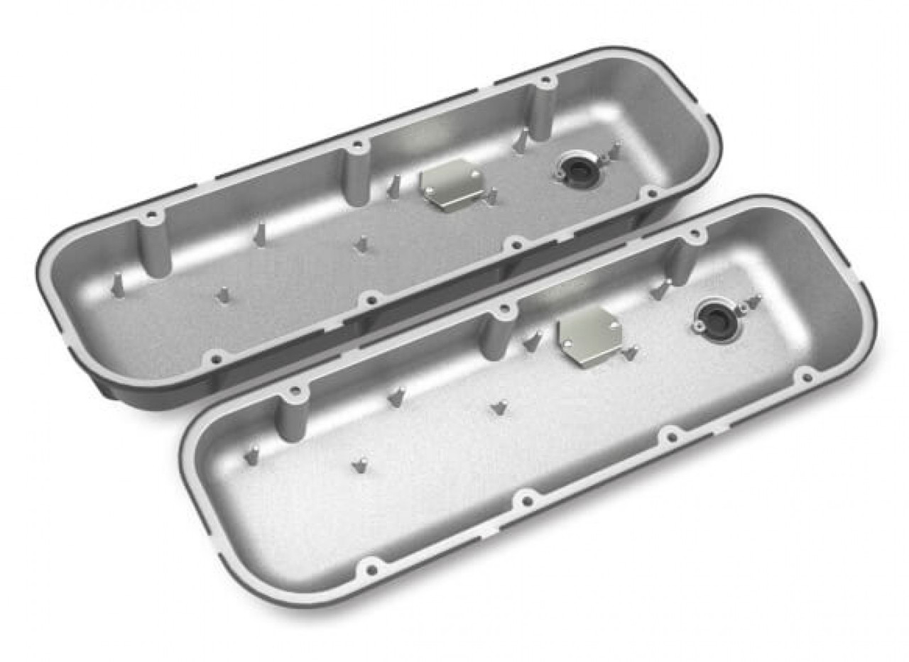 Holley Vintage Series Finned Valve Covers - BBC - Satin Black Machined (HOL-1241-302)