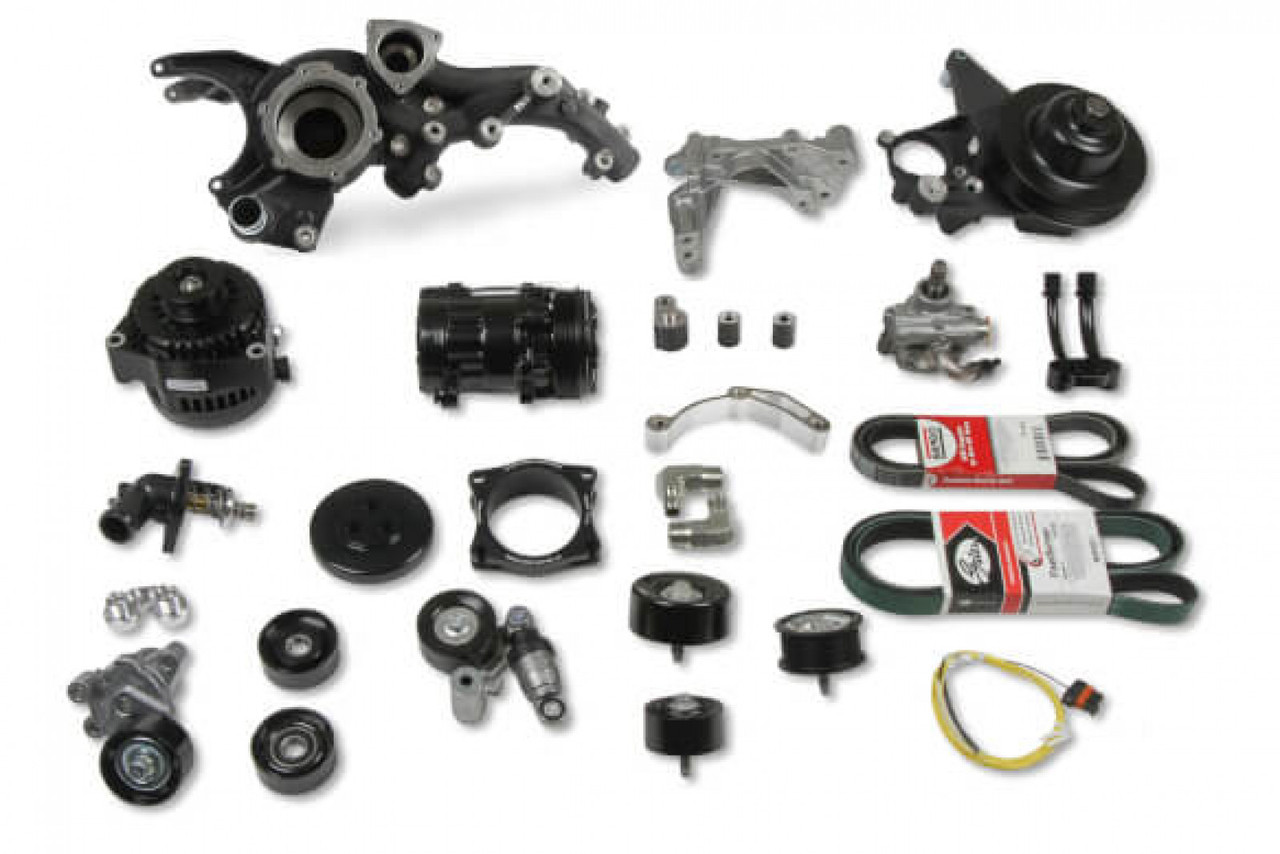 Holley Premium Mid-Mount Complete Accessory System for GM Gen V LT4 Wet Sump Engines- Black Finish (HOL-320-220BK)