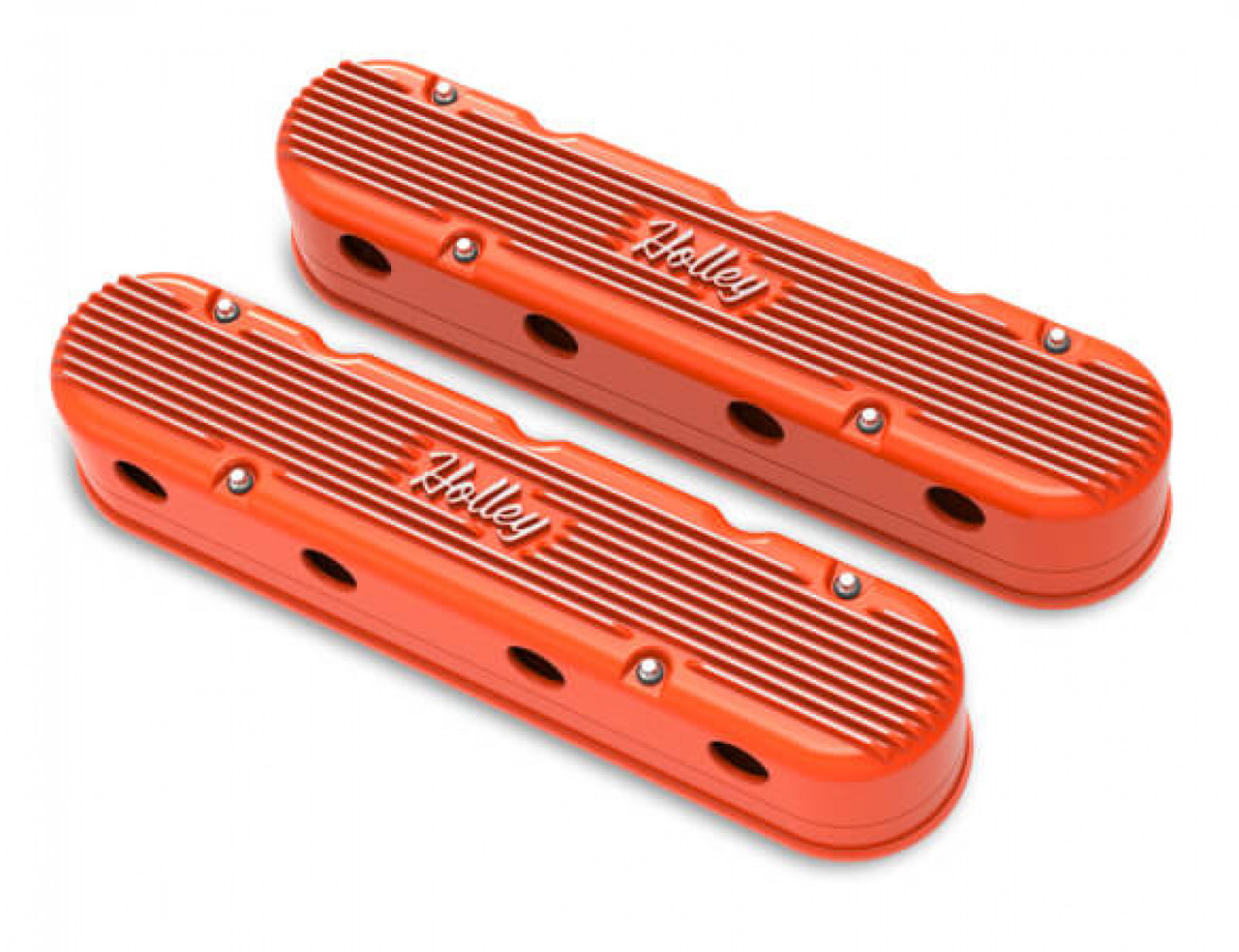 Holley 2-Piece Vintage Series Valve Cover - Gen III/IV LS - Factory Orange Machined (HOL-1241-173)