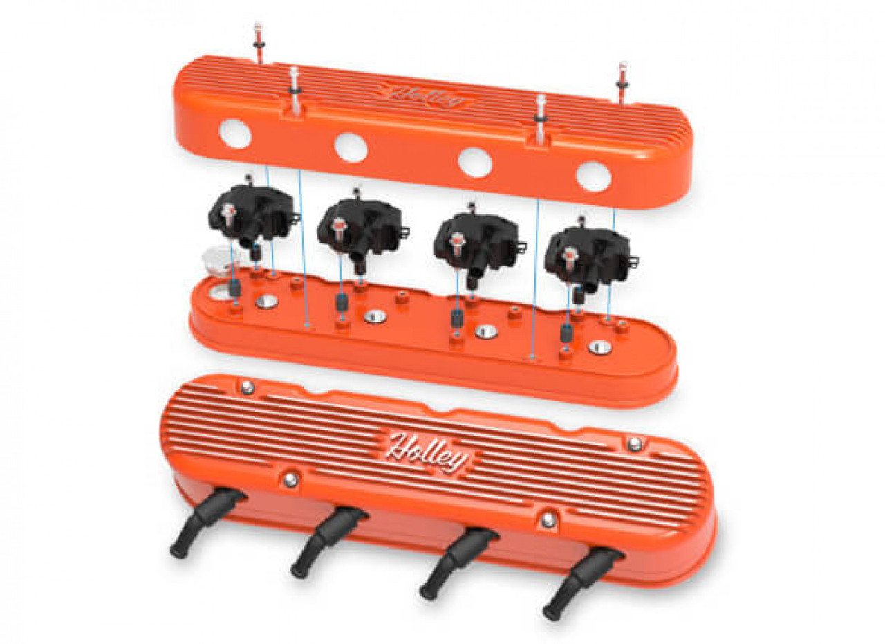 Holley 2-Piece Vintage Series Valve Cover - Gen III/IV LS - Factory Orange Machined (HOL-1241-173)