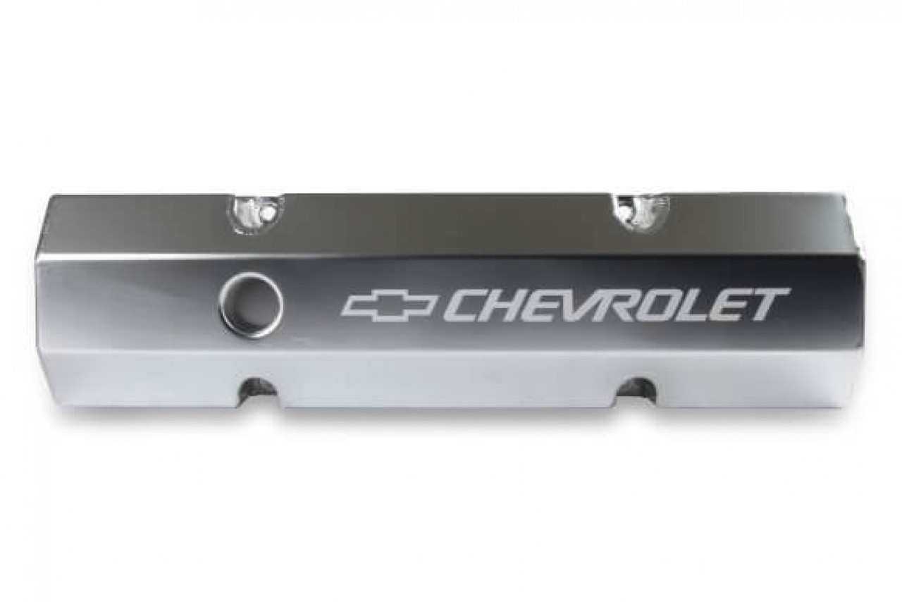 Holley GM Licensed Valve Cover - Track Series - SBC - Fabricated Aluminum - Perimeter Bolt - Silver (HOL-1241-287)