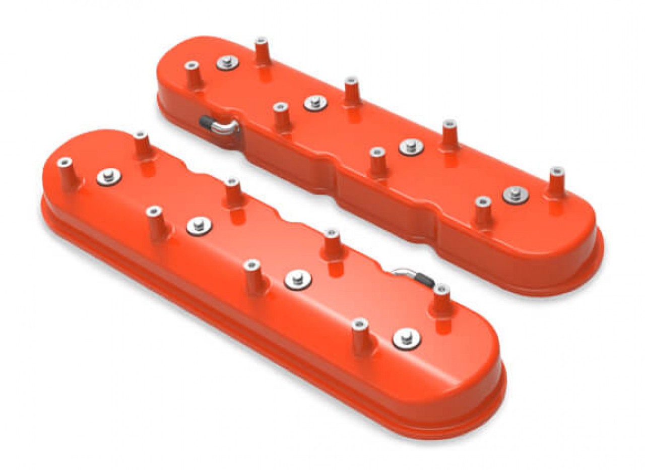 Holley Tall LS Valve Covers for Dry Sump Applications - Factory Orange (HOL-1241-99)