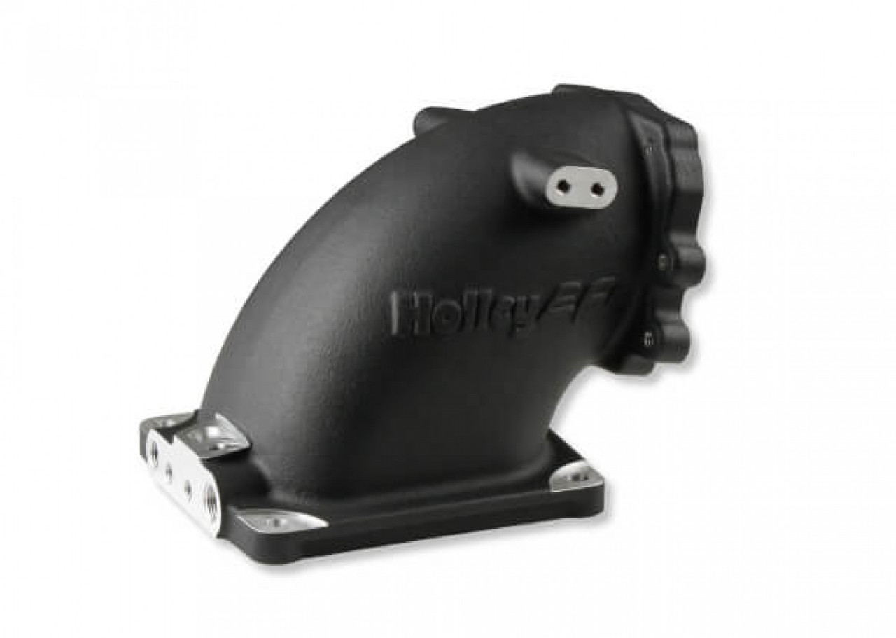 Holley EFI Cast Aluminum 4500 EFI Throttle Body Intake Elbow-Ford 5.0 To 4500-Black Finish (HOE-1300-249BK)