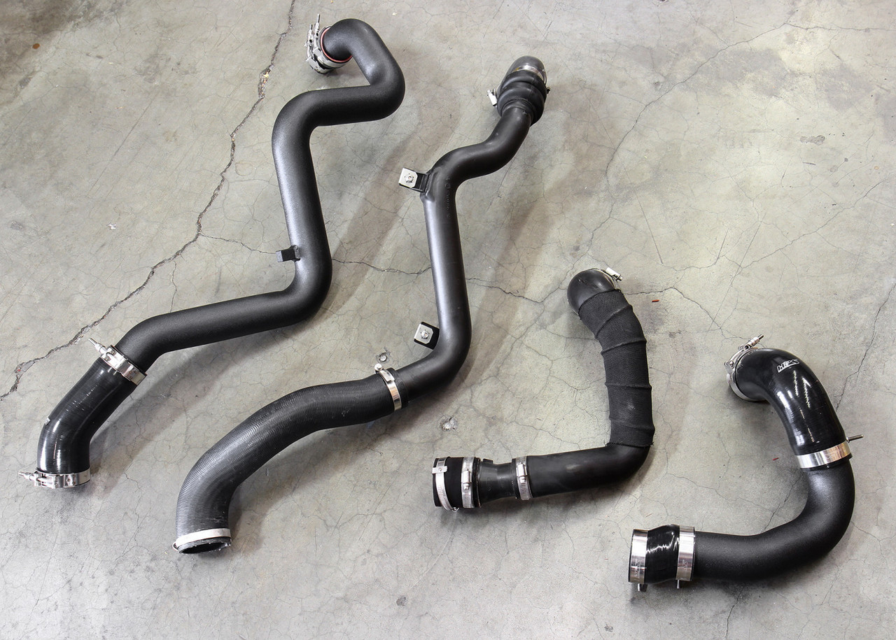 HPS Black Intercooler Hot Charge Pipe and Cold Side 16-18 Ford Focus RS 2.3L Turbo (HPS-17-104WB)