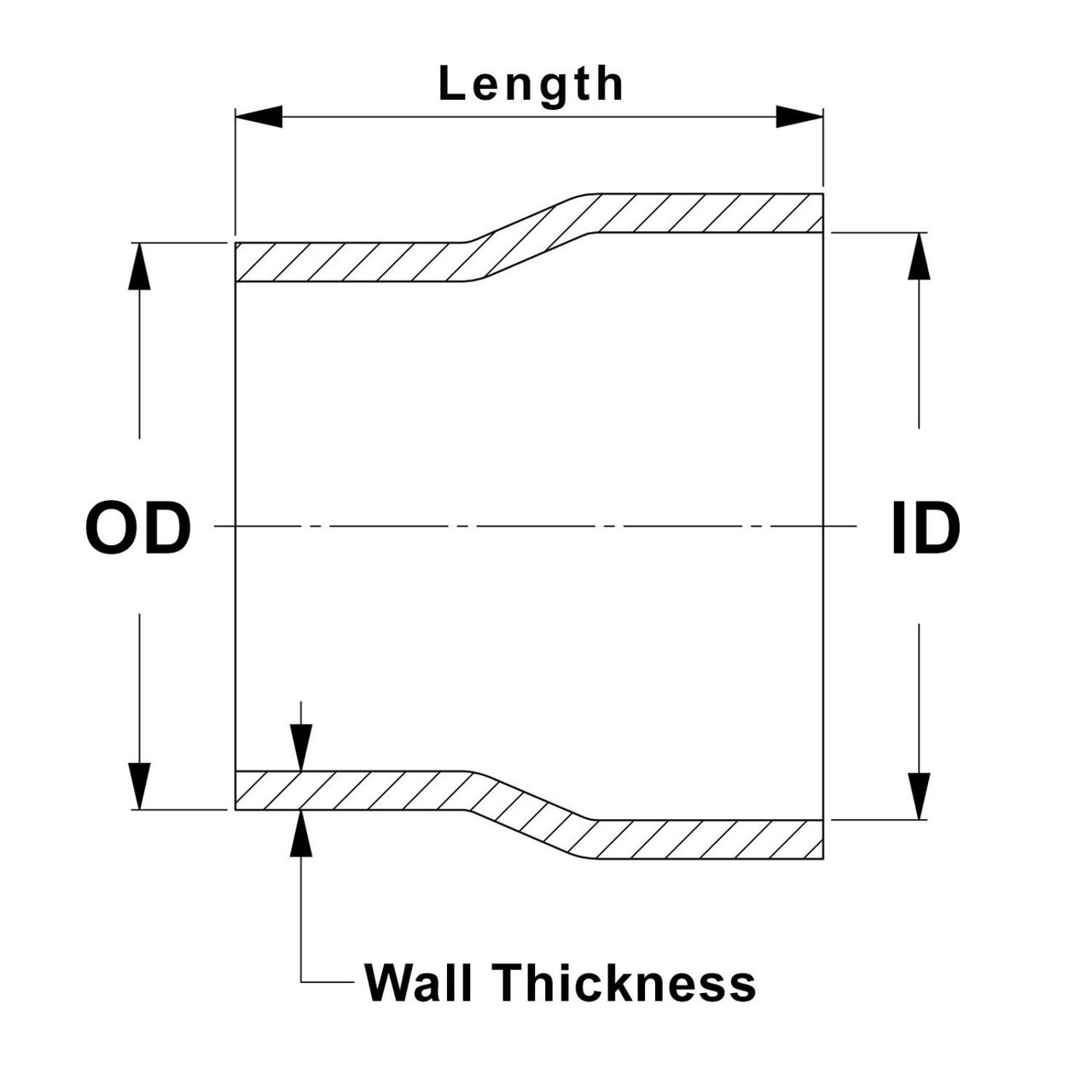 HPS 2.5" OD to 2.5" ID, 6061 Aluminum Slip Fit Transition Reducer Tube Joiner, 4" Long (HPS-SLIP-AT250)