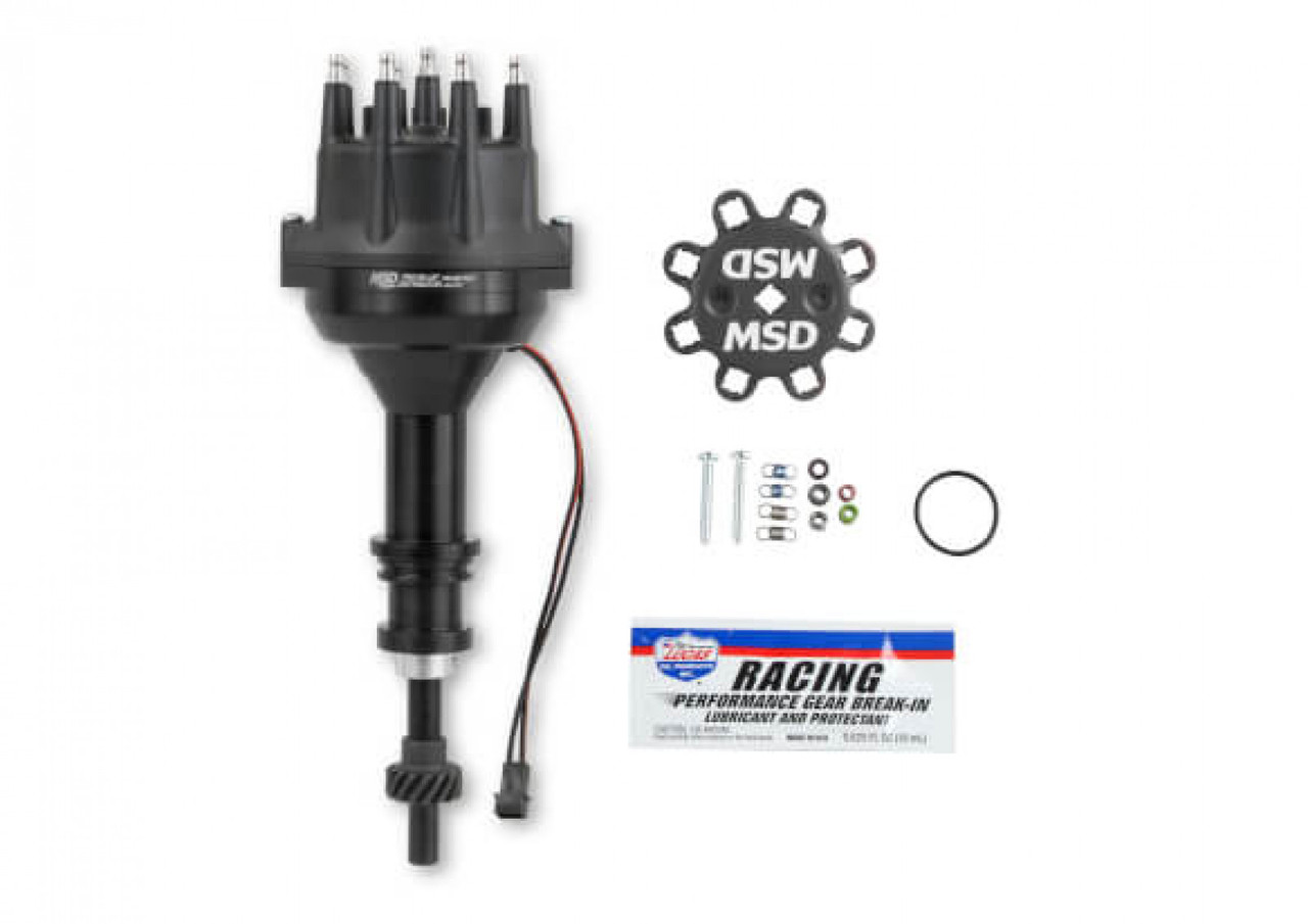 Black Distributor, Ford 351W, Pro-Billet w/Steel Gear (MSD-2857831)