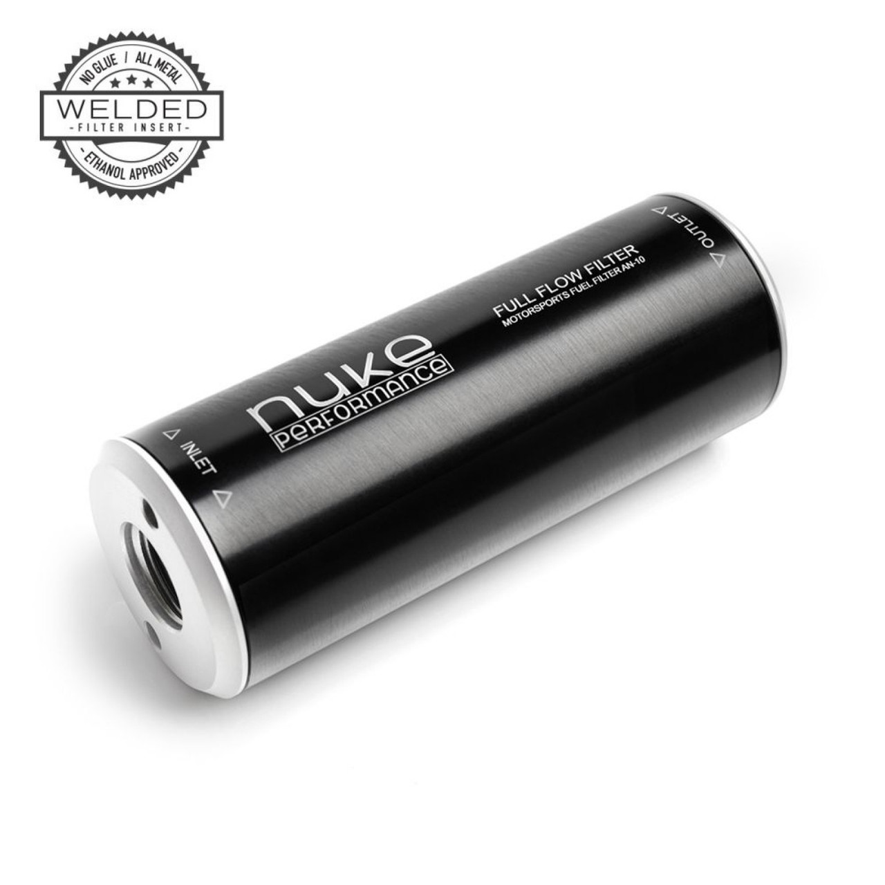 Nuke Performance Fuel Filter Slim 10 micron AN-10 - Welded stainless steel element (NUK-20002203)