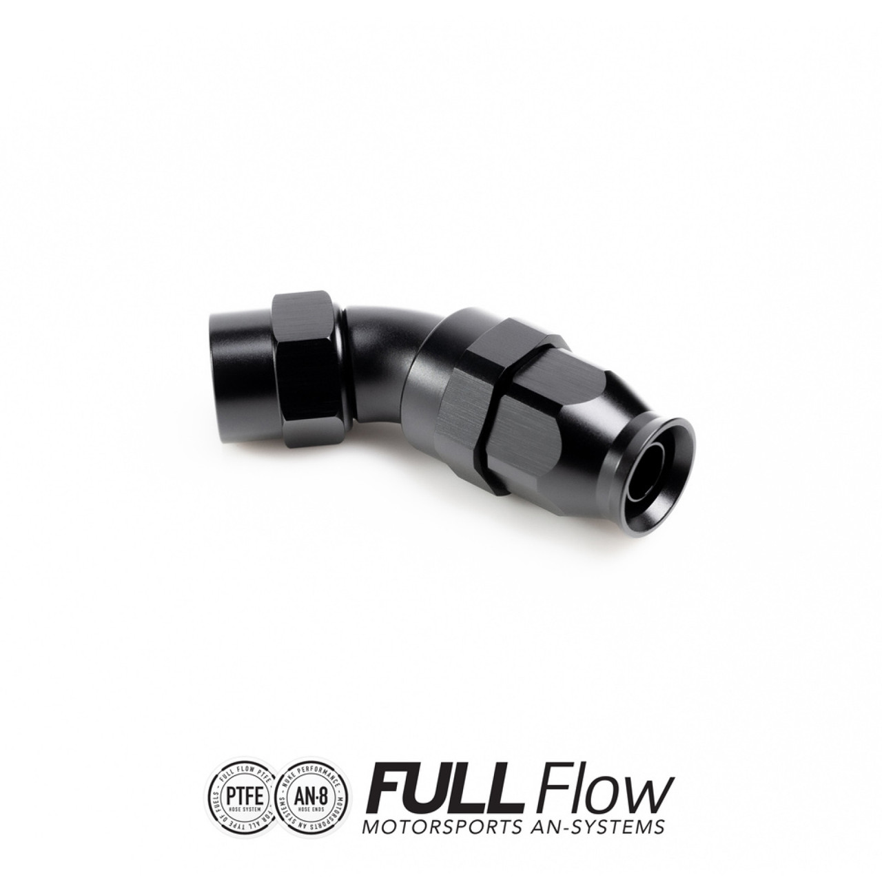 Nuke Performance Full Flow PTFE Hose End Fitting 45 Degree AN-8 (NUK-810-04-108)