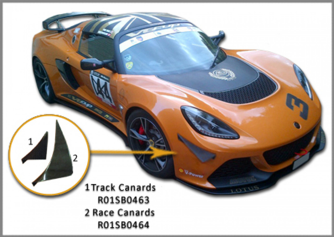 Reverie Carbon Fibre Bumper Canards for Lotus Exige S3 V6 Track / OEM replacement, lower small (REV-R01SB0463)
