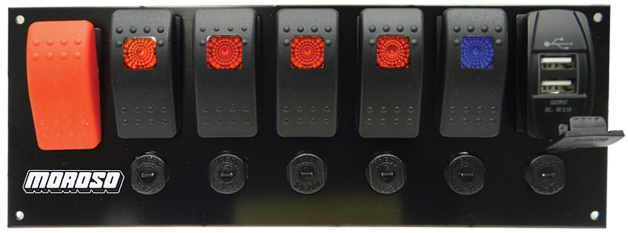 Rocker LED Switch Panel w/Breakers & USB Ports