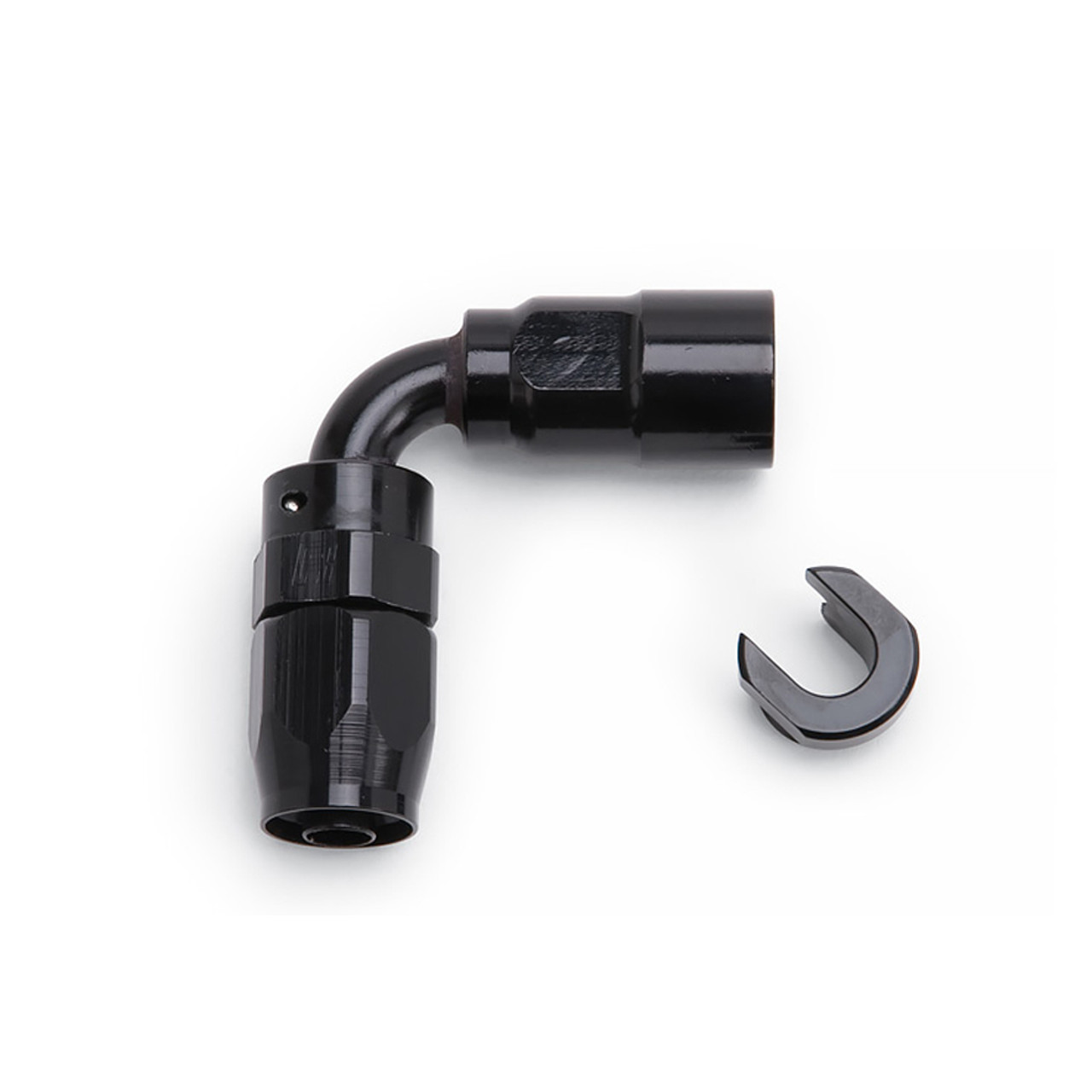 Russell Performance 3/8in SAE Quick Disc Female to -6 Hose Black 90 Degree Hose End - 611223