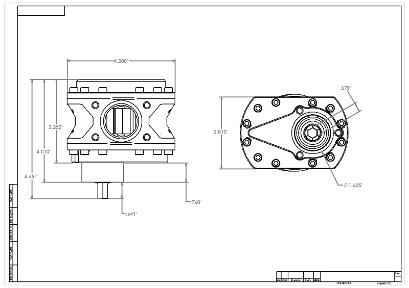 Aeromotive Spur Gear Fuel Pump - 3/8in Hex - .800 Gear - Steel Body - 17gpm - 11159 Technical Drawing