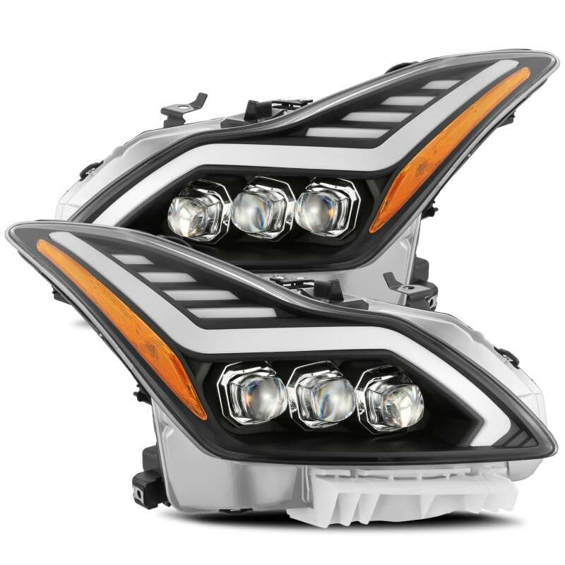 AlphaRex 08-13 Infiniti G37 Coupe SD NOVA LED Proj Headlights Plank Gloss Blk w/Activ Light/Seq Sig - 881985 Photo - Primary