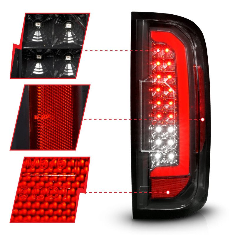 ANZO 15-21 GMC Canyon Full LED Taillights w/ Red Lightbar Black Housing/Clear Lens - 311434 User 2