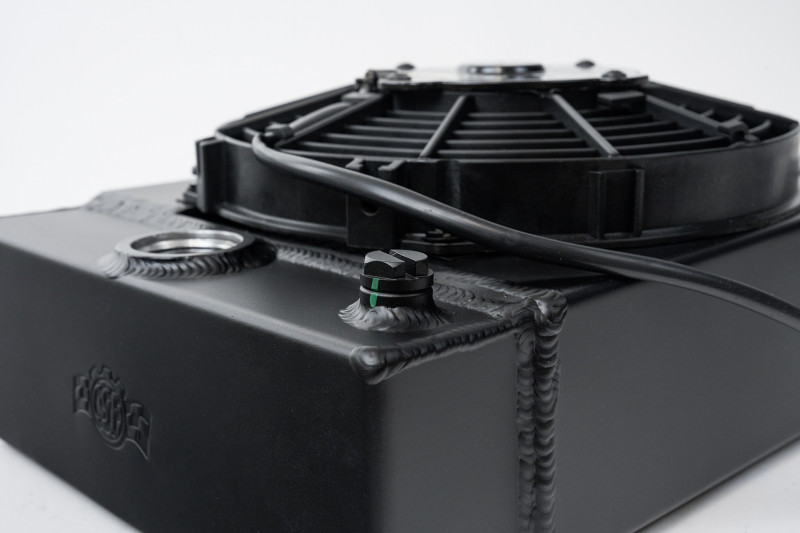CSF Universal Drag Race / Tuck Radiator w/9in Spal Fan - 10.5in H x 10in L x 3.6in W - Black - 7065B Photo - Close Up