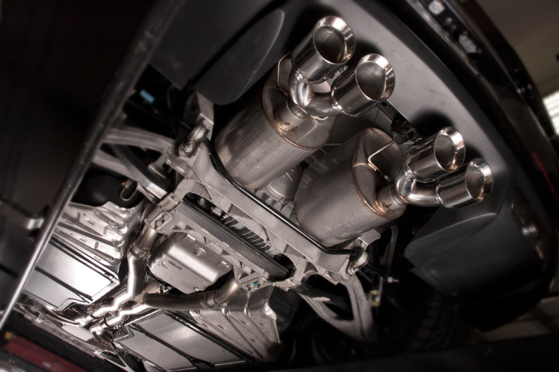 Stainless Works 05-08 Chevrolet Corvette C6 2.5in Axle Back Exhaust System - C605CBQUAD Photo - Mounted