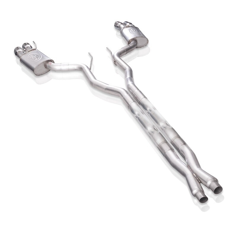Stainless Works 18-21 Ford Mustang GT 3in Legend Series Catback X-Pipe w/Quad Tips w/o Active Valves - M18CBXFCL Photo - Unmounted