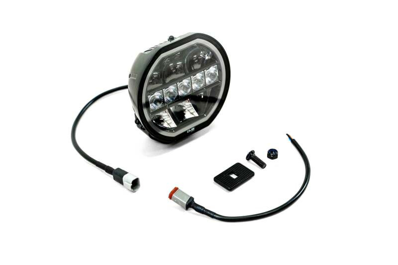 DV8 Offroad 7in Halo Elite Round Light w/ Accent Halo - White/Amber - BE7RW108W-H Photo - out of package