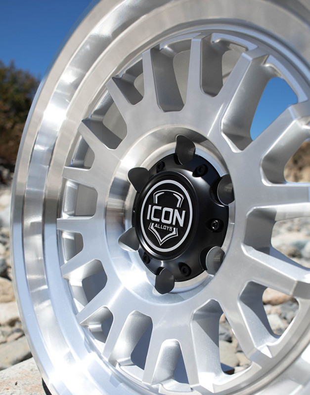 ICON Anza 17x8.5 5x150 25mm Offset 5.75in BS Silver Machined Wheel - 8217855557SM Photo - Close Up