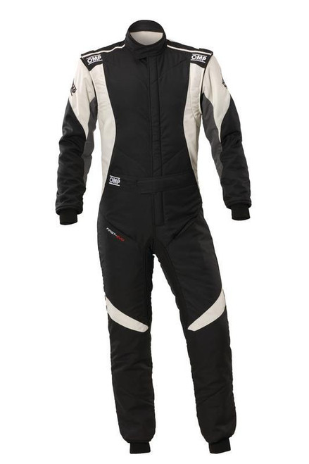 OMP FIRST EVO OVERALL my2025 FIA 8856-2018/SFI GRAY / BLACK SZ 58 - IA0-1874-A01-SF-089-58 Photo - Primary