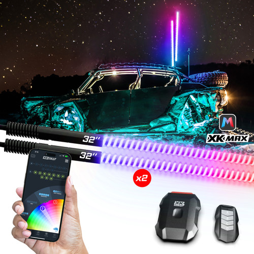 XK Glow 2x 48  XKmax RGBW Advanced App Control LED Whip Light Kit for 4x4 Offroad UTV ATV - MX-WHIPB-ADV User 1