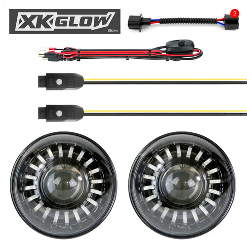 XK Glow 2pc 7in RGB LED Jeep Headlight XKchrome Bluetooth App Controlled Kit - XK-7IN-JP-KIT User 1