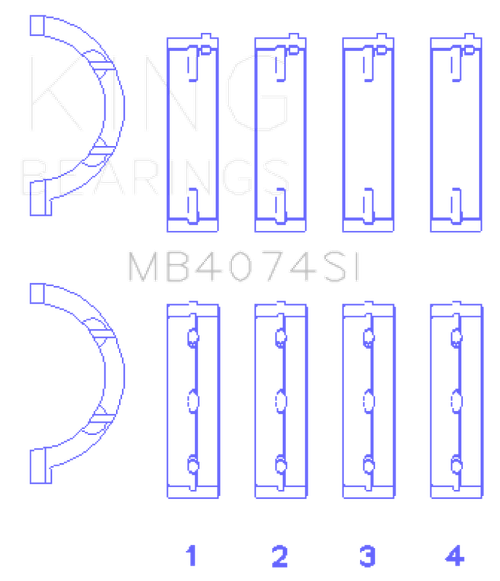 King Engine Bearings Chrysler 2.7L (Size +1.0mm) Main Bearing Set - MB4074SI1.0 Photo - Primary