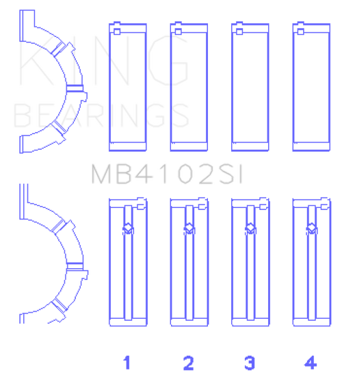 King Engine Bearings Chrysler 226 (3.7L) (Size +0.25mm) Main Bearing Set - MB4102SI0.25 Photo - Primary