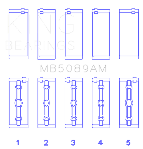 King Engine Bearings Toyota 1Rz (Size +0.25mm) Main Bearing Set - MB5089AM0.25 Photo - Primary