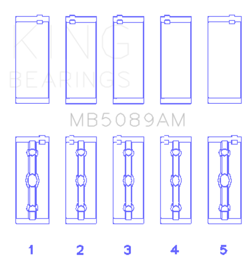 King Engine Bearings Toyota 1Rz (Size +0.50mm) Main Bearing Set - MB5089AM0.5 Photo - Primary