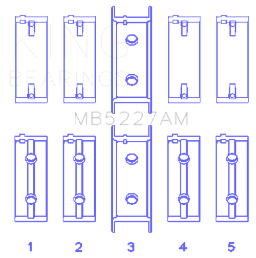 King Engine Bearings Mitsubishi 4G63/4G63T (92) (Size +0.50mm) Main Bearing Set - MB5227AM0.5 Photo - Primary