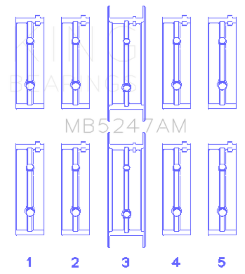 King Engine Bearings Opel 1.7D (Size +0.25mm) Main Bearing Set - MB5247AM0.25 Photo - Primary