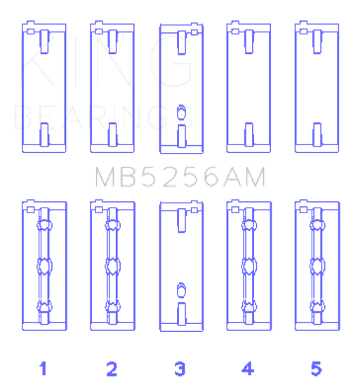 King Engine Bearings Hyundai Lantra 1600 (Size +0.25mm) Main Bearing Set - MB5256AM0.25 Photo - Primary