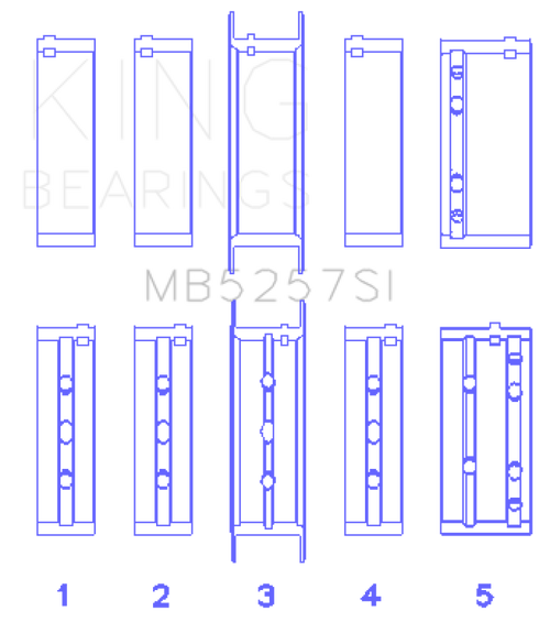 King Engine Bearings General Motors 379/V8 Ohv (Size +0.50mm) Main Bearing Set - MB5257SI0.5 Photo - Primary