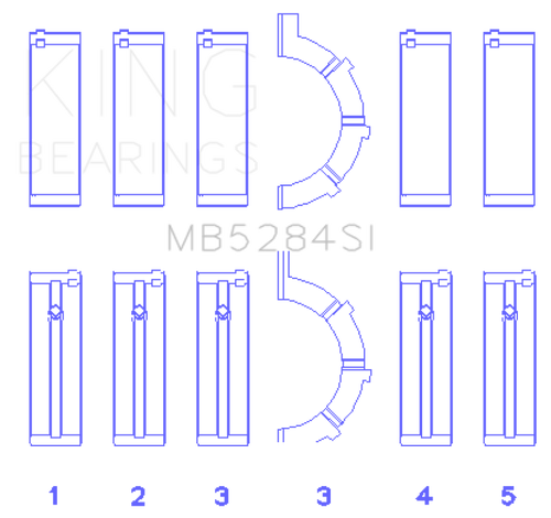 King Engine Bearings Chrysler/Jeep 287Ci 4.7L (Size +0.25mm) Main Bearing Set - MB5284SI0.25 Photo - Primary